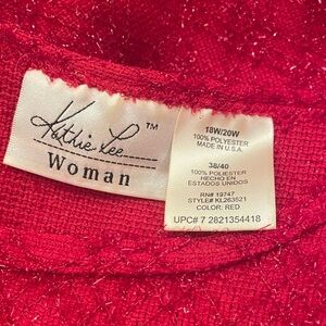 Kathie Lee Woman Holiday Shirt Red Shimmer Tinsel Size 18W/20W